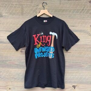 Vintage 90s Funny King of Unfinished Projects Single Stitch T-Shirt